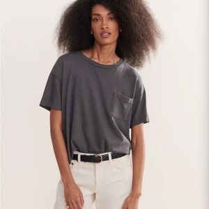 Jenni Kayne Charcoal Vintage Pocket Tee - Women's Relaxed Crewneck Top